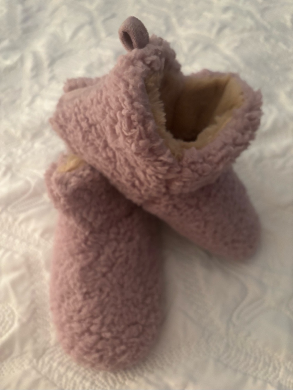 dearfoams Plush Faux-Sherpa Slip-On Slippers - Dusty Rose